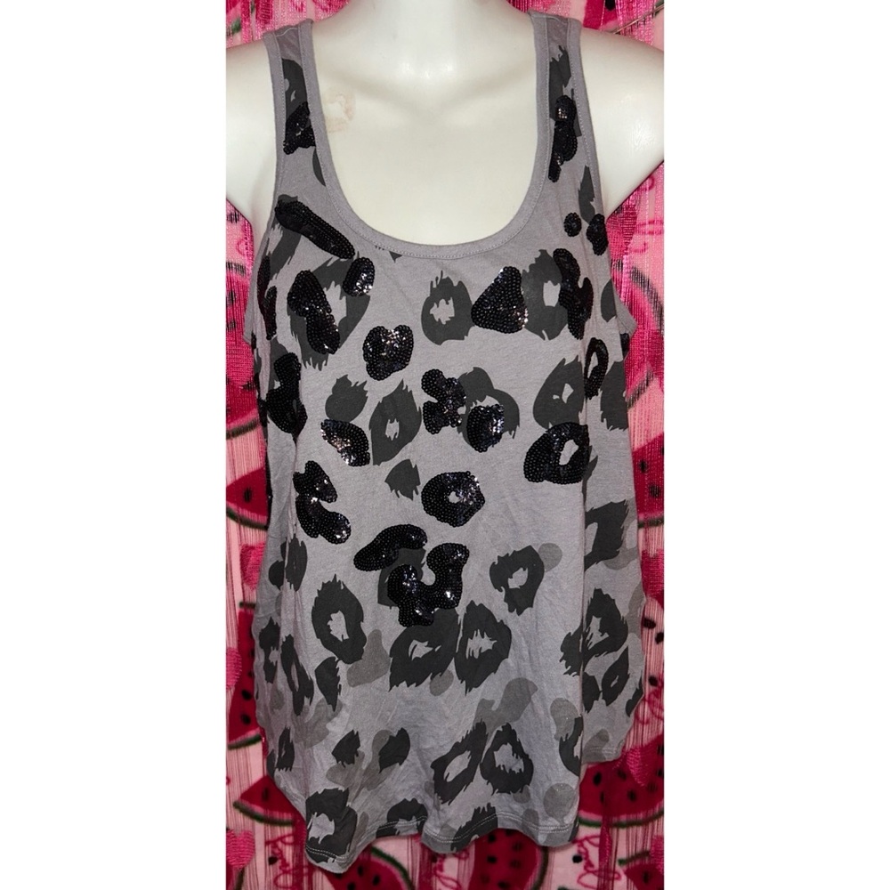 🖤🩶 Express Sequin Leopard Print Tank Top
